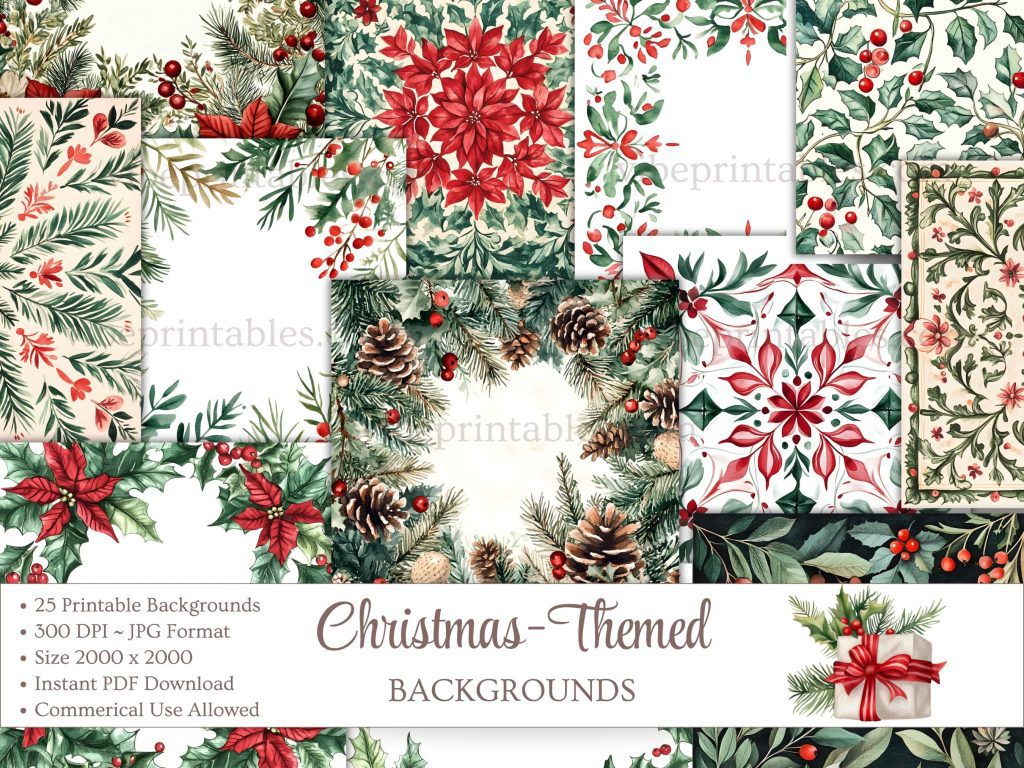 Printable Christmas-Themed Backgrounds