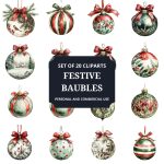 Printable Festive Baubles Clipart Set