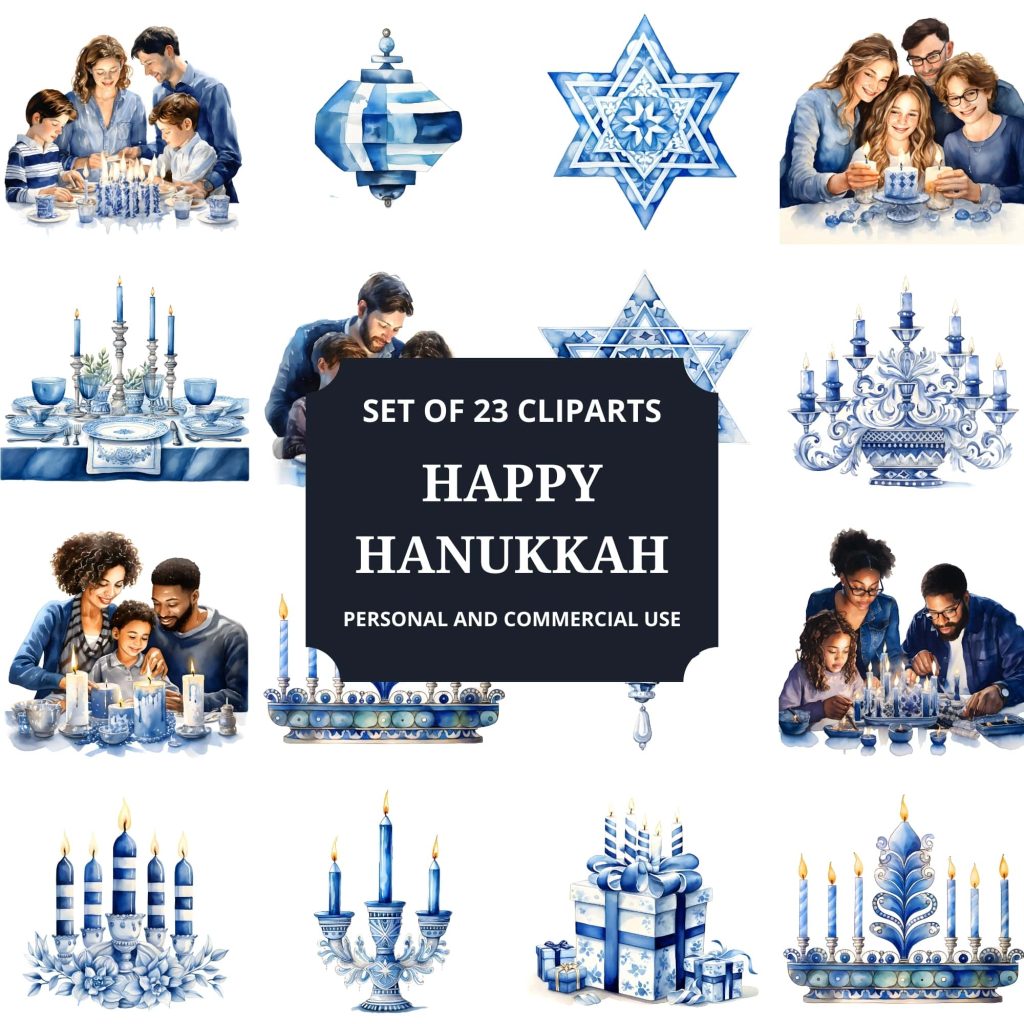 Printable Happy Hanukkah Clipart Set
