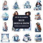 Printable Blue Skies & Snow Clipart Set