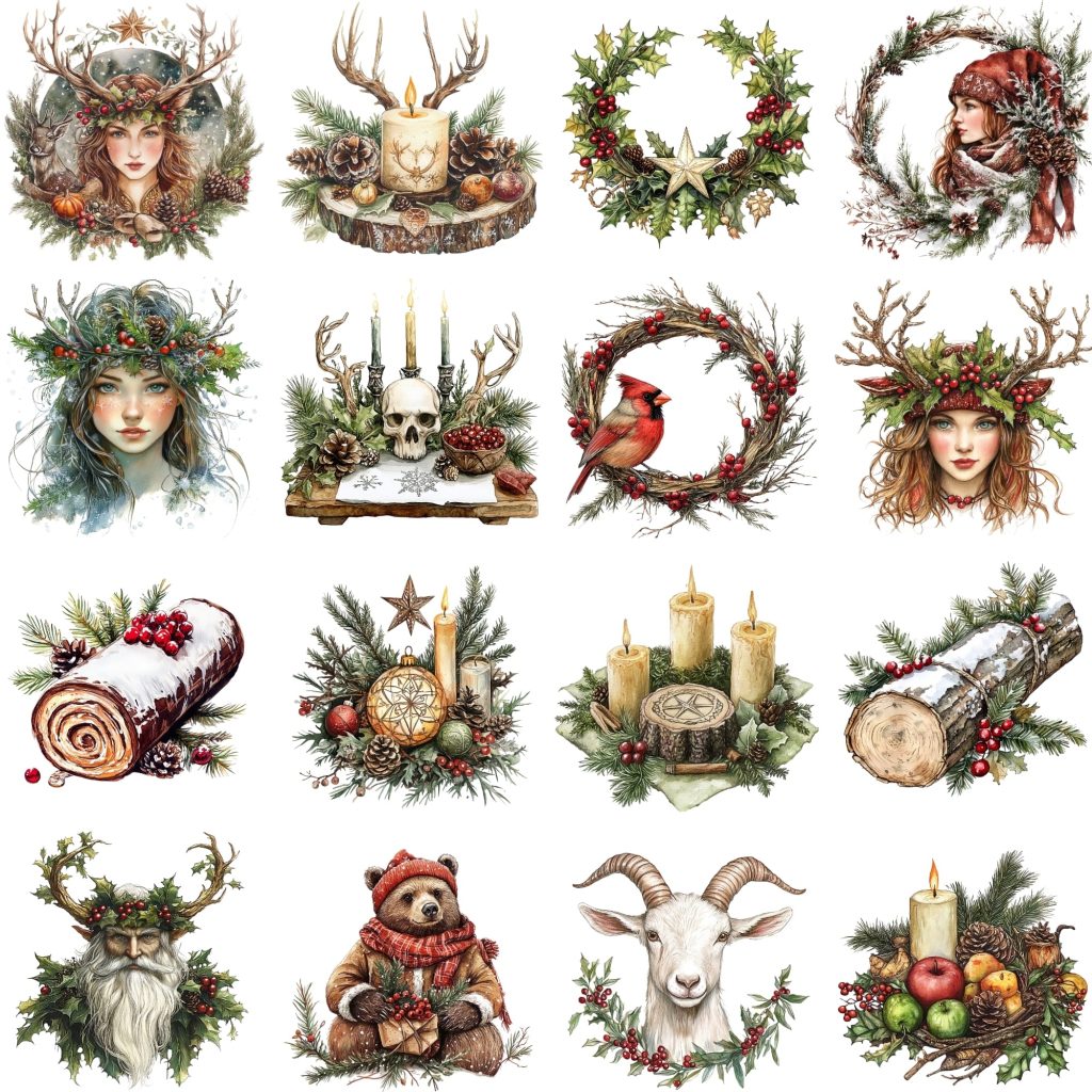 Printable Yule Tide Clipart Set
