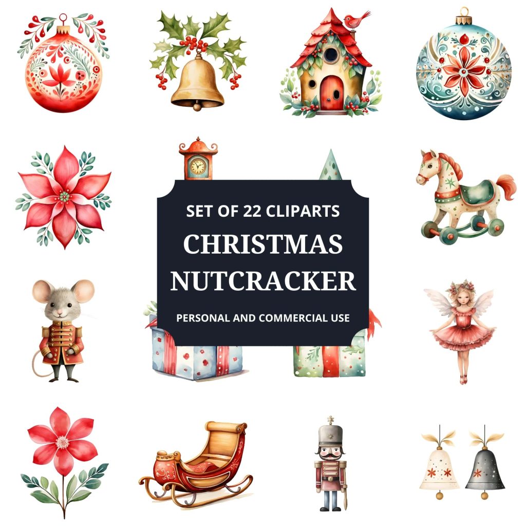 Printable Christmas Nutcracker Clipart Set