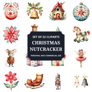 Printable Christmas Nutcracker Clipart Set