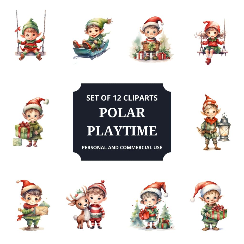 Printable Polar Playtime Clipart Set