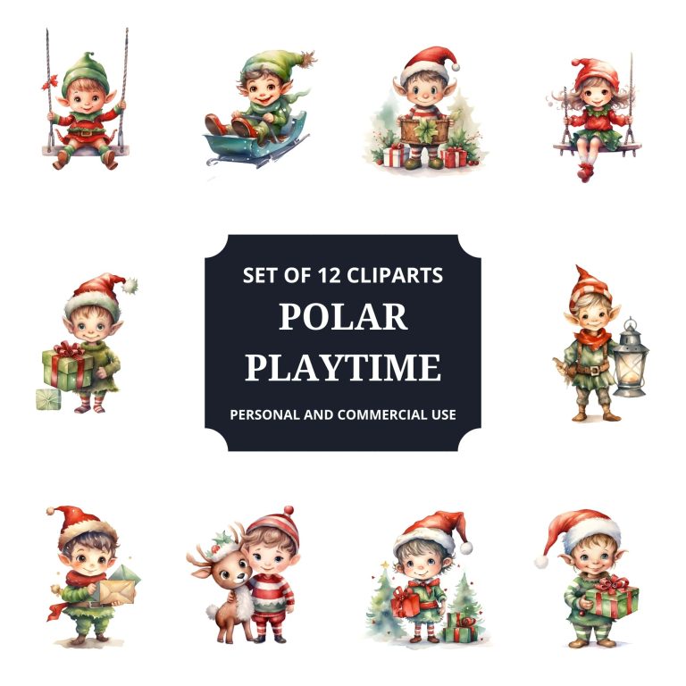 Printable Polar Playtime Clipart Set