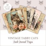 Printable Vintage Tabby Cats Junk Journal Pages