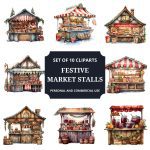 Printable Festive Market Stalls Clipart Set