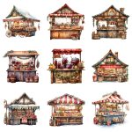 Printable Festive Market Stalls Clipart Set