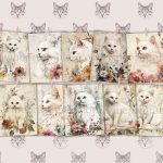 Printable Vintage White Cats Junk Journal Pages