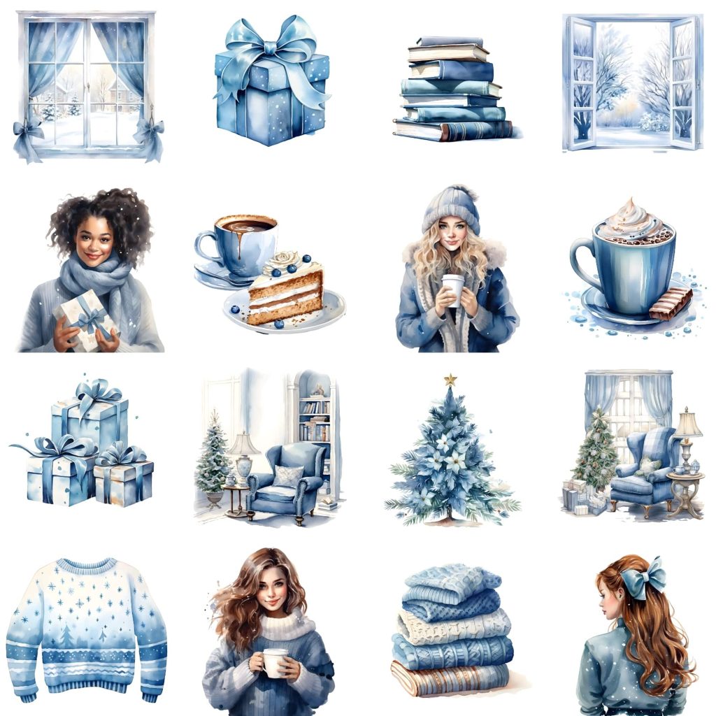 Printable Blue Skies & Snow Clipart Set
