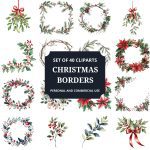 Printable Christmas Borders Clipart Set