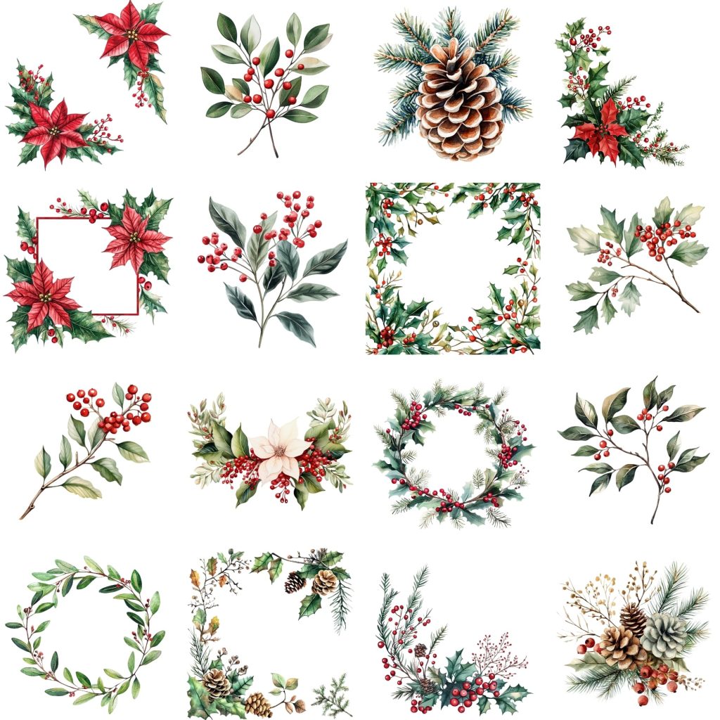 Printable Christmas Borders Clipart Set