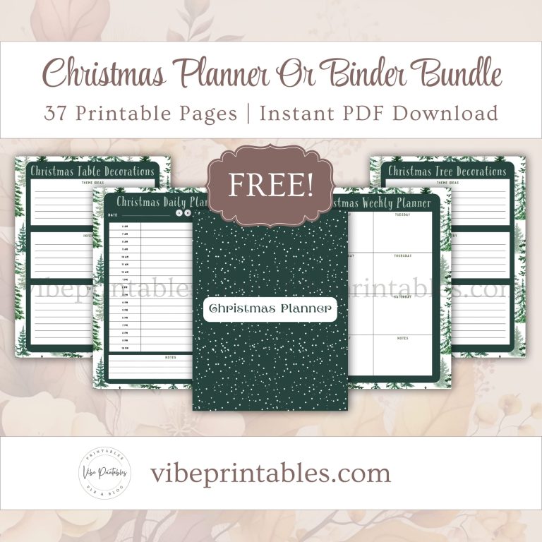 FREE Printable Christmas Planner Or Binder Bundle In Pine Tree Design