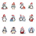 Printable Christmas Peguins Clipart Set