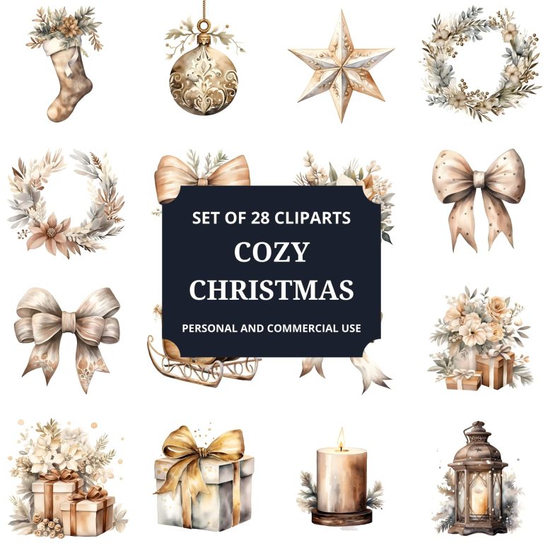 Printable Cozy Christmas Clipart Set