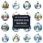Printable Festive Fun Baubles Clipart Set