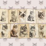Printable Vintage Long-Haired Cats Junk Journal Pages
