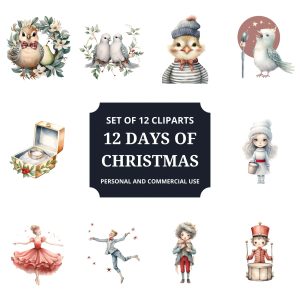 Printable 12 Days Of Christmas Clipart Set