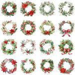 Printable Christmas Wreaths Clipart Set