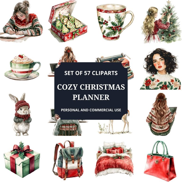 Printable Cozy Christmas Planner Clipart Set