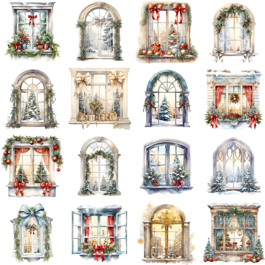 Printable Christmas With A View Clipart Set