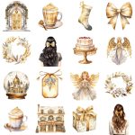 Printable Golden Glow Christmas Clipart Set