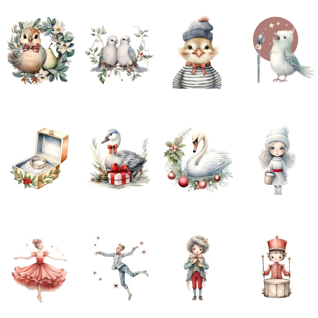 Printable 12 Days Of Christmas Clipart Set