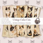 Printable Vintage Calico Cats Junk Journal Pages
