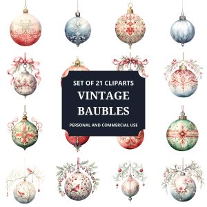 Printable Vintage Baubles Clipart Set