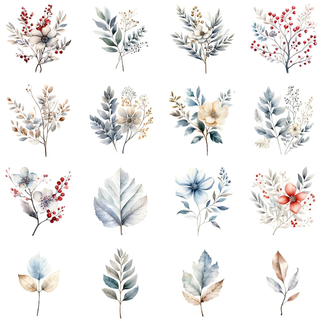 Printable Winter Botanicals Clipart Set