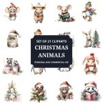 Printable Christmas Animals Clipart Set