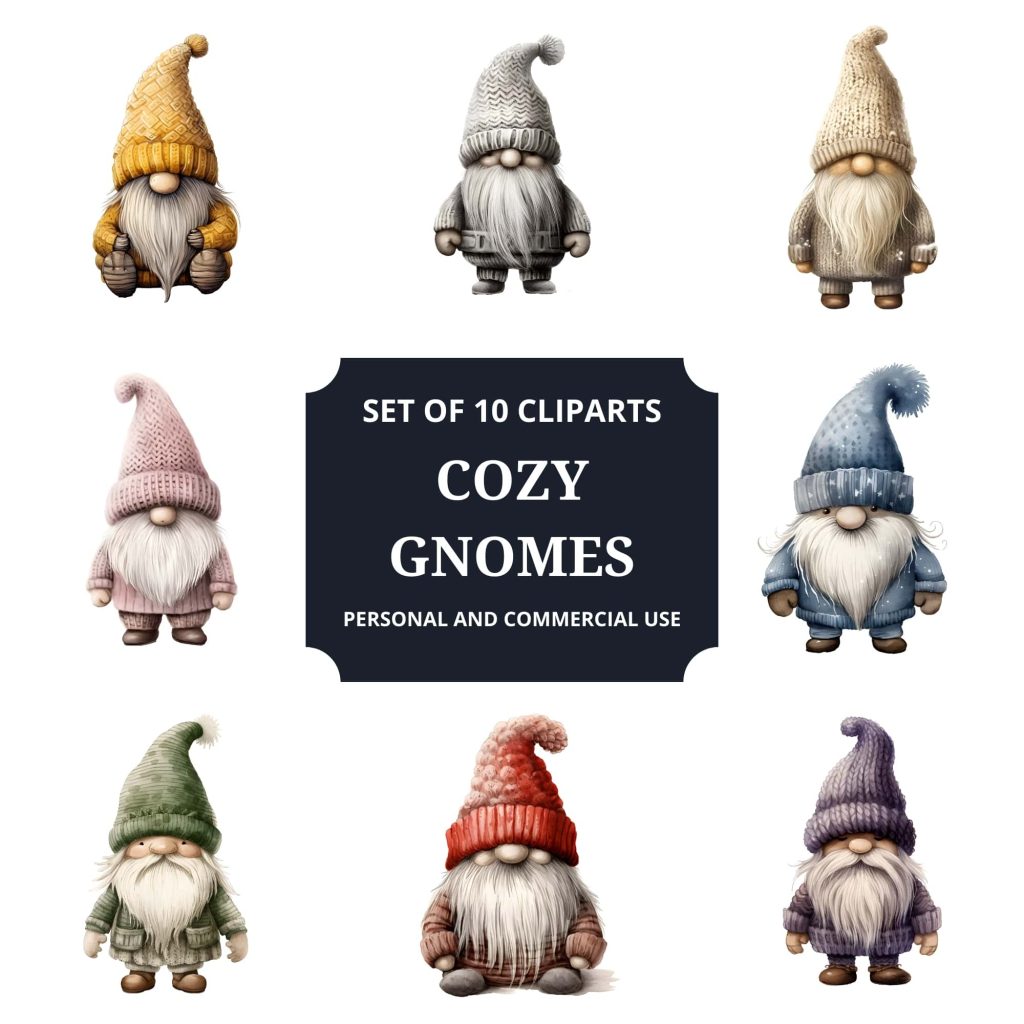 Printable Cozy Gnomes Clipart Set