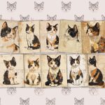 Printable Vintage Calico Cats Junk Journal Pages