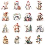 Printable Christmas Animals Clipart Set