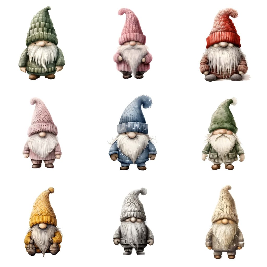 Printable Cozy Gnomes Clipart Set