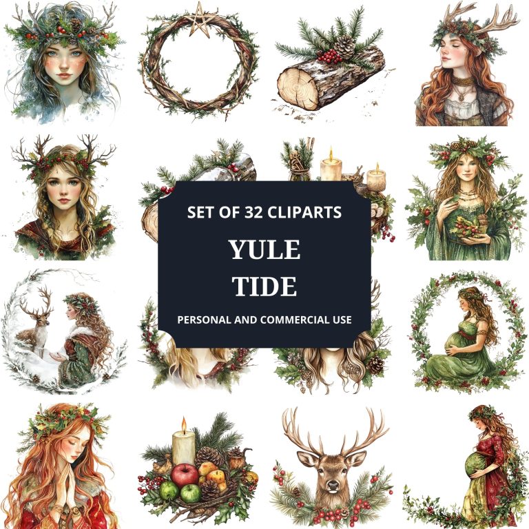 Printable Yule Tide Clipart Set